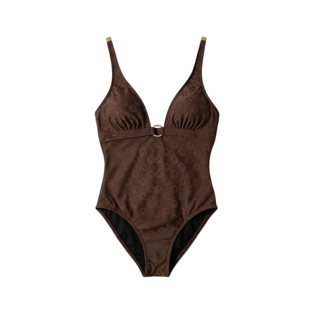 St. John Swim Vintage Logo One-Piece Swimsuit Women’s‎ 6 US Brown